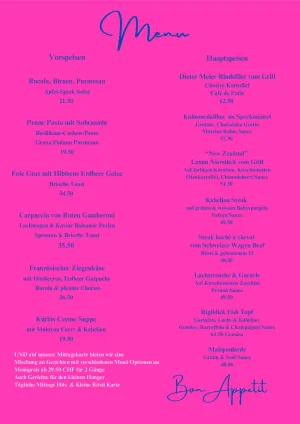 Beispiel Menükarte