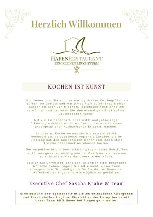 Speisekarte vom Hafenrestaurant Zum kleinen Leuchtturm